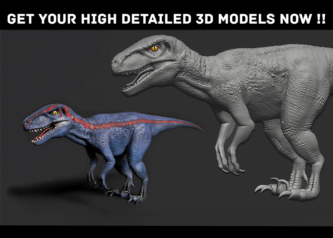 High-poly dinosaur character sculpt developed for creature design, game development, animation, and visual effects production.