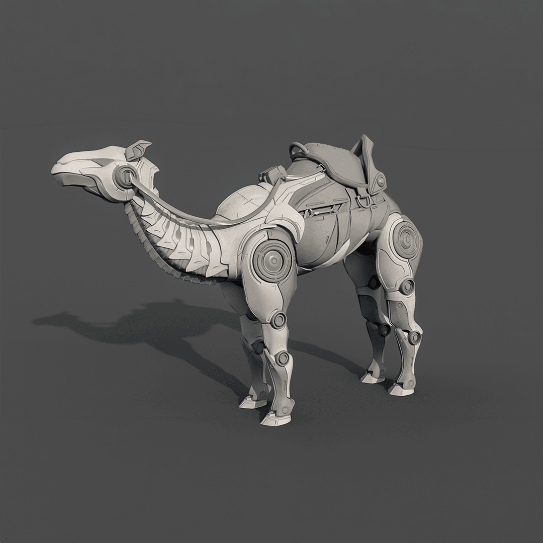High-detail mechanical creature designed through 3D character modeling, hard-surface sculpting, and game-ready asset development.